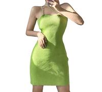 HJUGHPN Robe pull pour femme en tricot vert mini robe d'été sexy dos nu fête club femme rue leader (M)