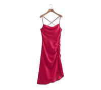 HJUGHPN Robe sexy dos nu avec bretelles croisées - Solide et douce au toucher - Pour femme - Pliée sur le côté - Fine - (L)