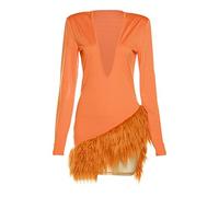 HJUGHPN Robe sexy pour femme, coupe basse, sans ourlet en fourrure, robe de banquet pour femme (taille M)