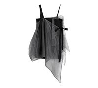 HJUGHPN Robe tendance en maille irrégulière pour femme - Robe d'été sexy streetwear - Noir - Taille S