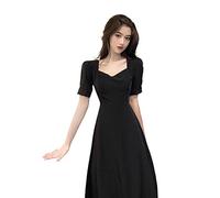 HJUGHPN Robes à manches courtes pour femmes, dos nu, joli design Mujer, style urbain, simple, rétro, Ulzzang, élégante et sexy (XL)