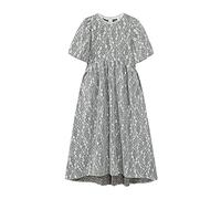 HJUGHPN Robes d'été rétro en dentelle florale taille haute à manches bouffantes élégantes plissées