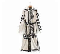 HJUGHPN Robes pour femme avec nœud papillon et écharpes - Robe chemise à manches longues fendue sur le côté - Taille M