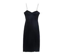 HJUGHPN Robes pour femme sexy col en V style corset en satin doux fente robe midi robe femme perles perles sangle fête (L)