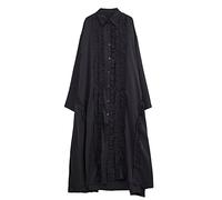 HJUGHPN Robes surdimensionnées en patchwork noir pour femmes, nouvelles robes amples à manches longues décontractées robe chemise élégante vêtements printemps automne