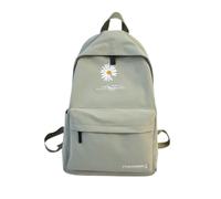 HJUGHPN Sac à dos pour femme et adolescente - Sac à dos pour femme - Imprimé - Cartable pour étudiant - Grand sac en nylon noir avec fleurs mignonnes (vert)