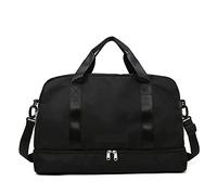 HJUGHPN Sac de Sport Femme Séparation sèche et Humide Sac de Voyage Femmes Sac polochon Sacs à Main Femmes Fitness Sac de Sport Organisateur de Bagages Sac de Yoga Sac de week-End(Black)