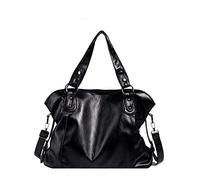 HJUGHPN Sacs à bandoulière pour femme, grand sac à bandoulière noir pour femme, sac de courses couleur unie, sac à bandoulière en cuir souple de qualité, sac fourre-tout de voyage pour femme