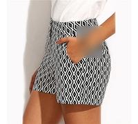 HJUGHPN Short à carreaux tendance pour femme - Short d'été noir et blanc - Taille moyenne - Poche décontractée - Short droit (M)