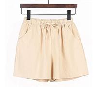 HJUGHPN Short d'été en coton et lin pour femme - Short court basique - Mini pantalon à jambe large - Mode décontractée - Streetwear (B, L)