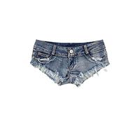 HJUGHPN Short d'été tendance pour femme - Sexy - Taille basse - Trou - En jean - Pour le bureau - Poches solides - Pantalon court pour femme (L)
