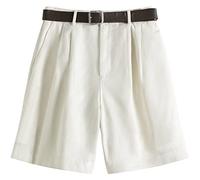 HJUGHPN Short en coton pour femme - Style décontracté - Blanc - Short d'été sexy à taille haute - Ceinture vintage - Short ample (XL)