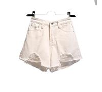 HJUGHPN Short en jean à bord brut pour femme - Style décontracté - Respirant - Taille haute - Coupe ample - Taille haute - C - M