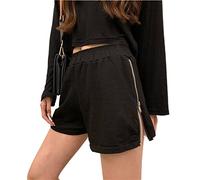 HJUGHPN Short pour femme avec fente latérale et fermeture éclair - Taille élastique - Solide - Coupe sexy - Style décontracté - Style de conception - Tous les matchs (1, S)