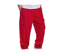 HJUGHPN Veste bouffante pour homme, automne et printemps, pantalon cargo en coton pour homme (rouge, 3XL)