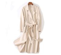 HJUGHPN Veste coréenne faite à la main pour femme Hepburn ondulée ondulée double face en laine cachemire longue veste en cachemire manteau max (S)