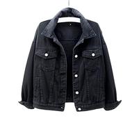 HJUGHPN Veste d'automne à manches longues pour femme - Couleur pure - Résistante à l'usure - Noir - XXL