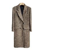 HJUGHPN Veste en laine pour femme avec revers ample à double boutonnage à manches longues imprimé en tricot épais (L)