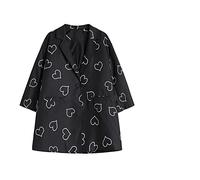 HJUGHPN Veste pour femme Blazer imprimé cœur élégant simple revers manches mi-longues veste ample marée, noir, S