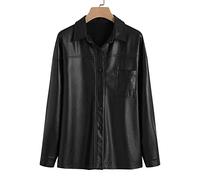 HJUGHPN Veste pour femme en cuir synthétique à manches longues pour femme, manteau décontracté à revers ample de couleur unie (3XL)