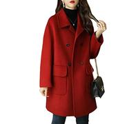 HJUGHPN Veste pour femme en laine tempérament automne-hiver pour femmes plus épaisse coréenne ample petite veste (rouge, XL)