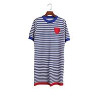 HJUGHPN Xia Robe pull en tricot à rayures pour femme Love Hot Diamond Large Contraste à manches courtes