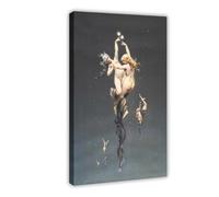 HJUKKM Poster double étoiles - Sabbat des sorcières par Luis Ricardo Falero - Impression sur toile pour décoration murale de salon, chambre à coucher (30 x 45 cm)
