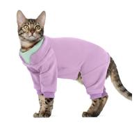 Hjumarayan Combinaison de convalescence pour chat - Combinaison de toilettage pour chat avec jambes - Combinaison pour poils collants post-chirurgie - Couverture complète - Robe en polaire chaude pour