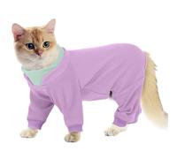 Hjumarayan Combinaison de toilettage pour chat - Combinaison de récupération pour chat avec jambes - Costume à poils collants post-chirurgie - Couverture complète - Robe en polaire chaude pour arrêter