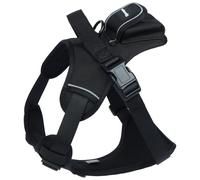 Hjumarayan Harnais pour Chien Moyen, Harnais Labrador Allemand avec Poche pour GPS, Arnet Réglable en Tissu Oxford avec Poignée, Harnet avec Bandes Réfléchissantes pour Promenades Nocturnes, Noir XL