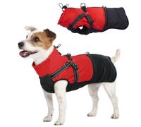 Hjumarayan Manteau Chien - Manteaux d'hiver pour Chiens Manteau Résistant à l’Eau, Veste avec Harnais Gilet Fermeture Eclair pour Petite Taille Yorkshire Jack Russel, Rouge S