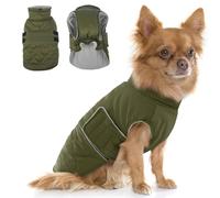 Hjumarayan Manteau Petit Chien - Manteau Chaud Gilet Hiver, Résistant à l'eau, Velcro Doudoune Petite Taille pour Yorkshire Bichon Jack Russel Hiver, Vert Armée S