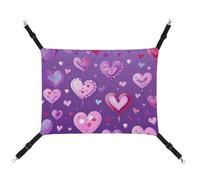 HJUQNGF Hamac pour chat - Doux et respirant - Hamac à suspendre avec crochets en métal - Violet - Motif amour - Lit portable pour chats, petits chiens et petits animaux