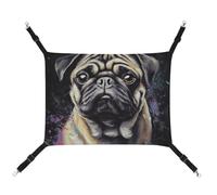 HJUQNGF Hamac pour chat - Doux et respirant - Hamac suspendu avec crochets en métal - Portrait de carlin - Lit portable pour chats, petits chiens et petits animaux