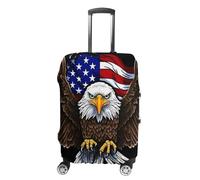 HJUQNGF Housses de bagage pour 48,3 à 81,3 cm, drapeau des États-Unis, protection de valise, motif aigle patriotique, extensible, durable, lavable, anti-rayures, blanc, petit, fleur et, blanc, S,