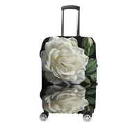HJUQNGF Housses de bagage pour 48,3 à 81,3 cm, il y a des feuilles autour de la valise, housse de bagage de voyage extensible, durable, lavable, anti-rayures, blanc, S, Fleurs et animaux