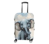 HJUQNGF Housses de bagage pour valise de 48,3 à 81,3 cm, protection de valise de voyage motif éléphant, bulles de jeu, extensible, durable, lavable, anti-rayures, blanc, M, Fleur et animaux