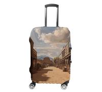 HJUQNGF Housses de bagage pour valises de 48,3 à 81,3 cm, Old Wild West Cowboy Town, extensible, durable, lavable, anti-rayures, blanc, L, Fleurs et animaux