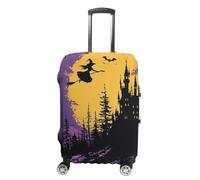 HJUQNGF Housses de bagage pour valises de 48,3 à 81,3 cm, protection de valise de sorcière et de balai, housse de bagage de voyage extensible durable, lavable, anti-rayures, blanc, S, Fleur et animaux