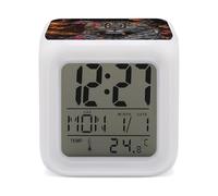 HJUQNGF Petit réveil numérique à écran LED Léopard et papillon Horloge électronique colorée avec 7 éclairages d'ambiance Minuteur de sommeil pour chambre à coucher Fonctionnement simple