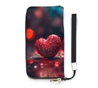 HJUQNGF Portefeuille long avec dragonne pour femme portant une toque de chef, portefeuille en cuir avec fermeture éclair, grande capacité, porte-monnaie et porte-cartes de crédit, Motif deux cœurs,