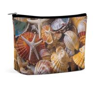 HJUQNGF Sea Shell Treasures Trousse de toilette portable de grande capacité Trousse de maquillage de voyage Organiseur de maquillage pour shampooing, après-shampoing et brosses de maquillage, Trésors