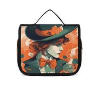 HJUQNGF Trousse de toilette de voyage pour femme avec motif pêche - Grande trousse de maquillage à suspendre pour articles de toilette et accessoires de toilette, Profil Portrait de personne,