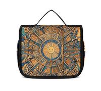 HJUQNGF Trousse de toilette de voyage pour femme - Carte de tarot mystique - Visage du soleil et de la lune - Grande trousse de maquillage à suspendre pour accessoires de toilette - Conteneur 3 en 1,