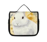 HJUQNGF Trousse de toilette de voyage pour femme - Grande trousse de maquillage à suspendre pour articles de toilette - Récipient 3 en 1 - Motif vache qui sort la langue, Motif lapin, 22.5x18.5cm