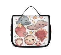 HJUQNGF Trousse de toilette de voyage pour femme - Soleil et nuages - Grande trousse de maquillage à suspendre pour articles de toilette - Conteneur 3 en 1, blanc, 22,5 x 18,5 cm, blanc, 22.5x18.5cm