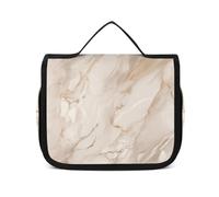 HJUQNGF Trousse de toilette de voyage pour femme - Texture marbre blanc - Grande trousse de maquillage à suspendre pour articles de toilette - Conteneur 3 en 1, Texture marbre blanc, 22.5x18.5cm