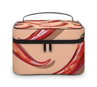 HJUQNGF Trousse de toilette portable à motif piment - Grande capacité - Trousse de maquillage de voyage - Organisateur de maquillage pour shampooing, après-shampoing - Accessoires de maquillage -