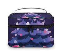 HJUQNGF Trousse de toilette portable avec deux bonshommes de neige et ruban, grande capacité, trousse de maquillage de voyage, organisateur de maquillage pour shampooing, après-shampooing, brosses et