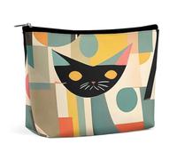 HJUQNGF Trousse de toilette portable avec motif chat d'art moderne du milieu du siècle, grande capacité, trousse de maquillage de voyage, organisateur de maquillage pour shampooing, après-shampoing